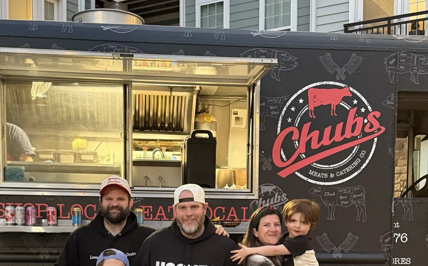 The Chubs food truck set up and serving, window open